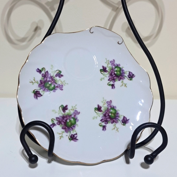 1950s Lefton Shell Snack Tray - Purple Floral Seashell Saucer - Set of 2 - Picture 2 of 4